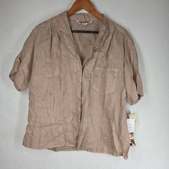 Vintage Jordan Shirt Mens Size XL Linen Beige Summer Button Up Short Sleeve NWT - Picture 12 of 14